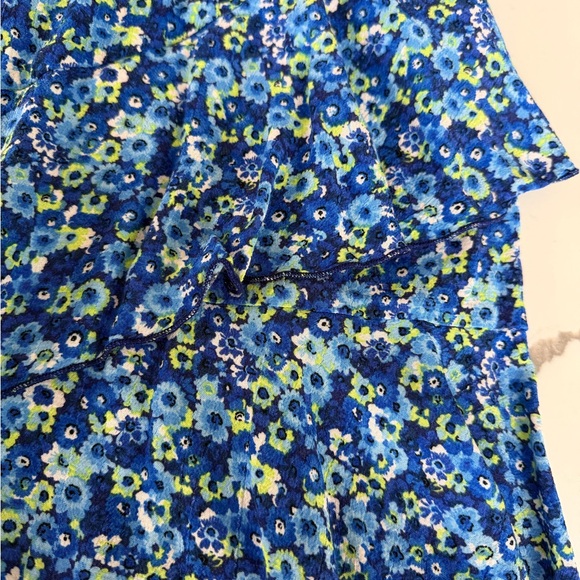 Zara Blue Floral Off Shoulder Ruffle Dress Romper Size L - Picture 6 of 10